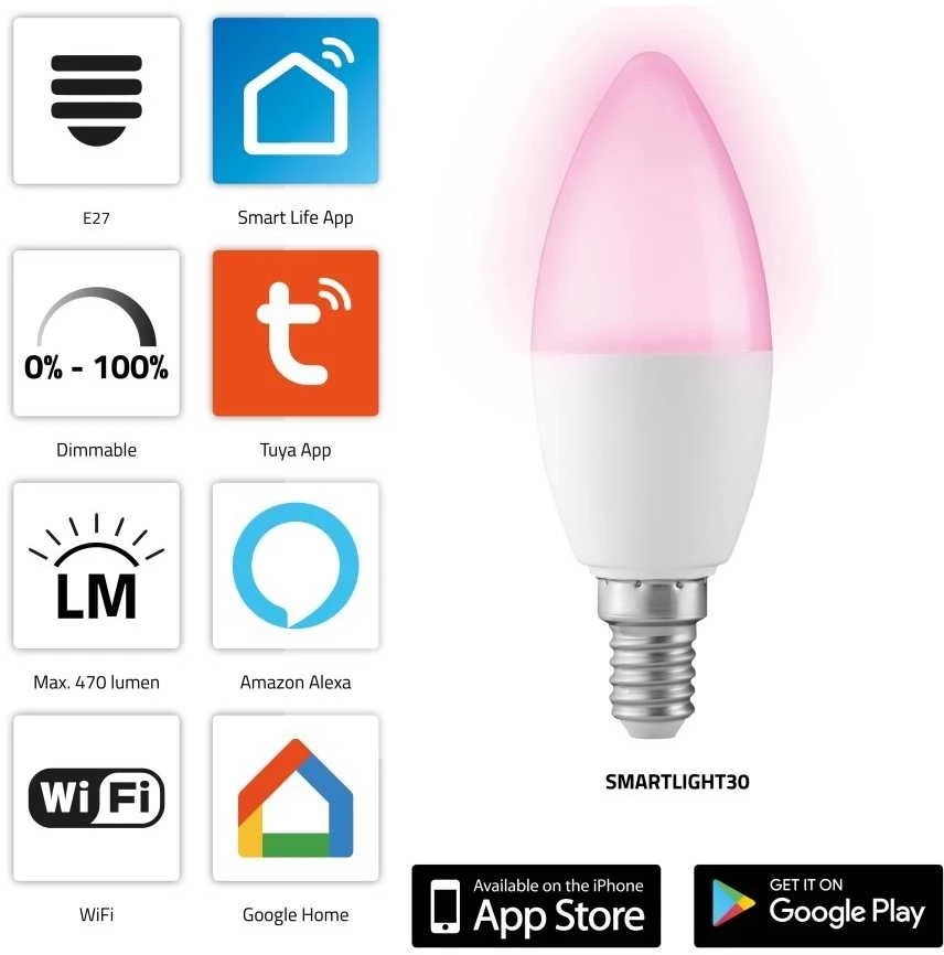 Nezatříděno Alecto SMARTLIGHT30 - išmani LED lemputė su Wi-Fi