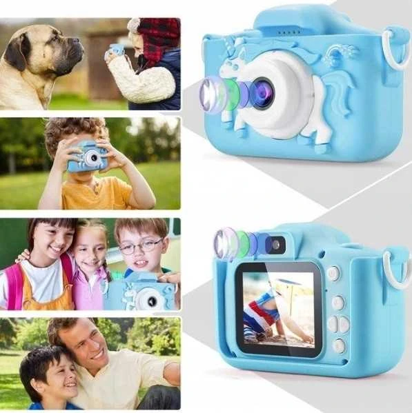 Vaikiškas fotoaparatas mėlynas x5 vienaragis