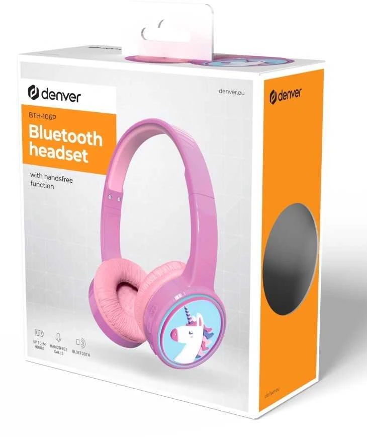 Ausinės dziecięce Bluetooth rožinė Denver BTH-106P
