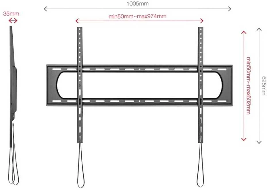 „Fonestar FIX-096PR“ – fiksuotas televizoriaus laikiklis 60–120 colių, keliamoji galia 120 kg