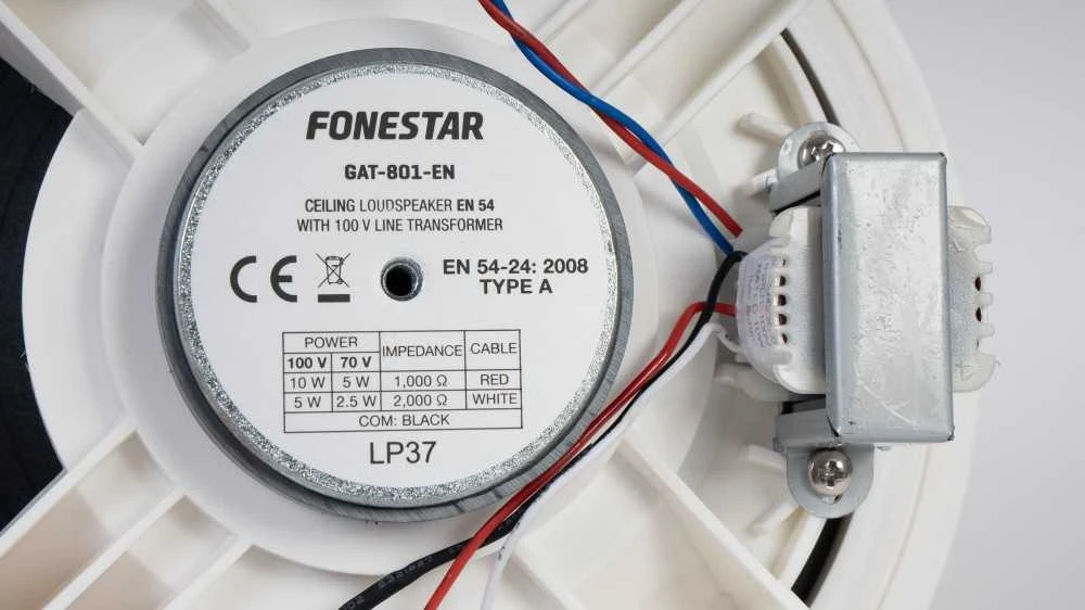 Fonestar GAT-801-EN - Garsiakalbis Montuojama apvalus 100 V, 8'', balta, su obudową ognioodporną