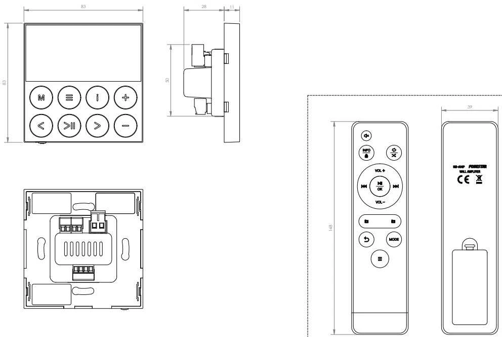 Fonestar KS-AMP - Mini sieninis stiprintuvas su BT/USB/FM