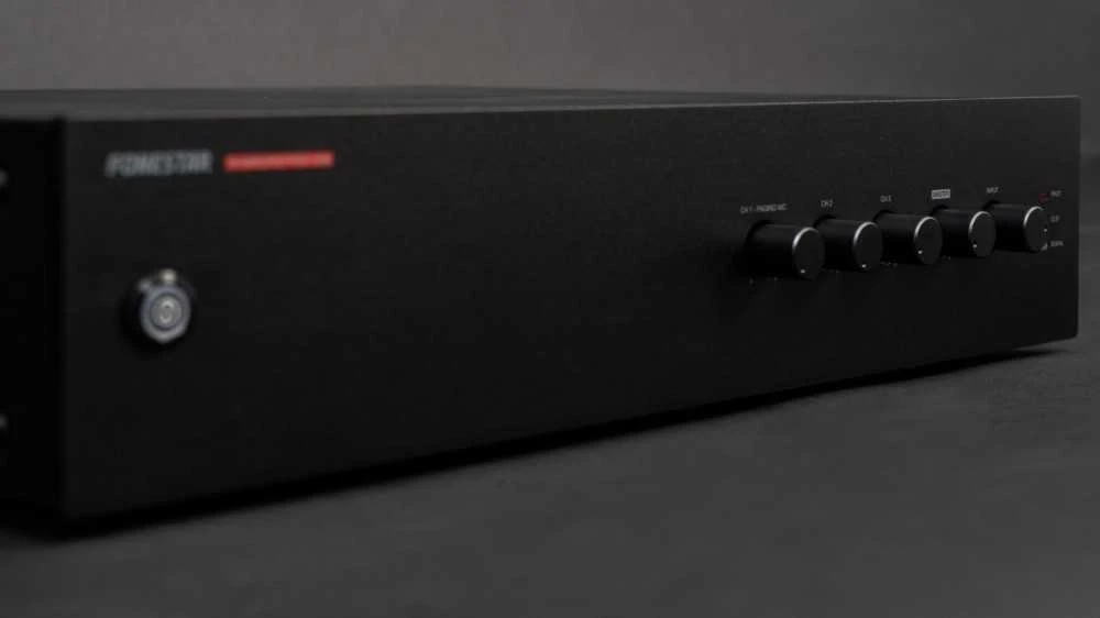 Fonestar PROX-120S - Universalus 100 V/mažos varžos stiprintuvas su 120 W RMS galia.