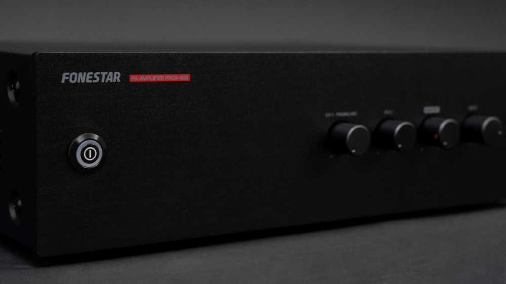 Fonestar PROX-60S - Universalus 100 V/mažos varžos stiprintuvas su 60 W RMS galia.