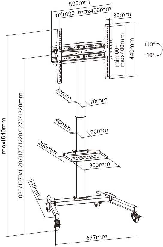 Laikiklis Fonestar STS-4244N - mobilus stovas 32"-65" televizoriui, keliamoji galia iki 35 kg