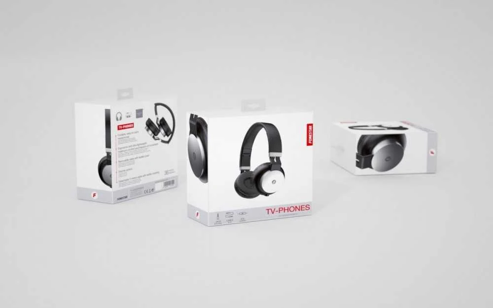 Fonestar TV-PHONES ausinių pakuotės dizainas