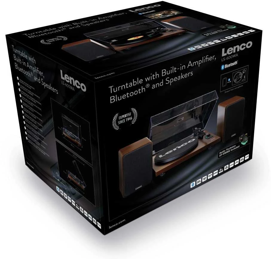 Lenco LS-600WA patefonas (graikinis riešutas) + kolonėlės HiFi komplektas