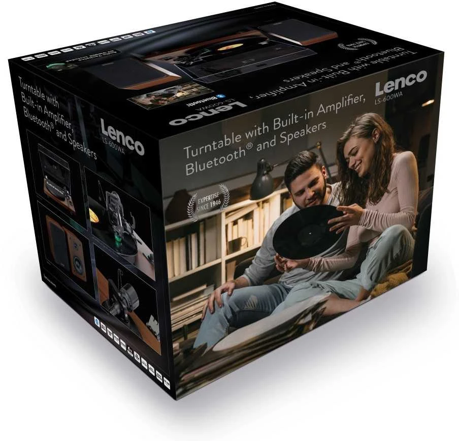 Lenco LS-600WA patefonas (graikinis riešutas) + kolonėlės HiFi komplektas