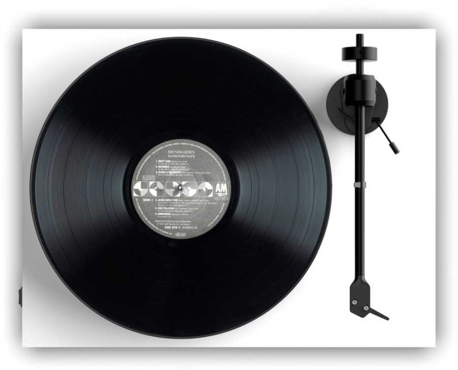 Patefonas Pro-Ject E1 BT su Audio-Technica AT3600L galvute, priešstiprintuviu ir Bluetooth, baltas