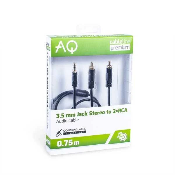 Jack kabelis 3,5 mm - 2xRCA (M) stereo, ilgis: 3,0 m AQ Premium
