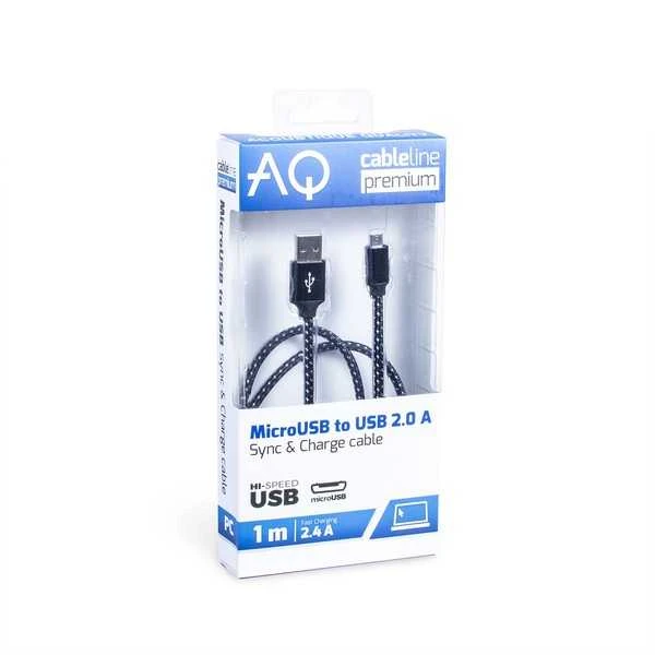 USB 2.0 A - Micro-B laidas, AQ Premium Ilgis: 1,0 m AQ Premium