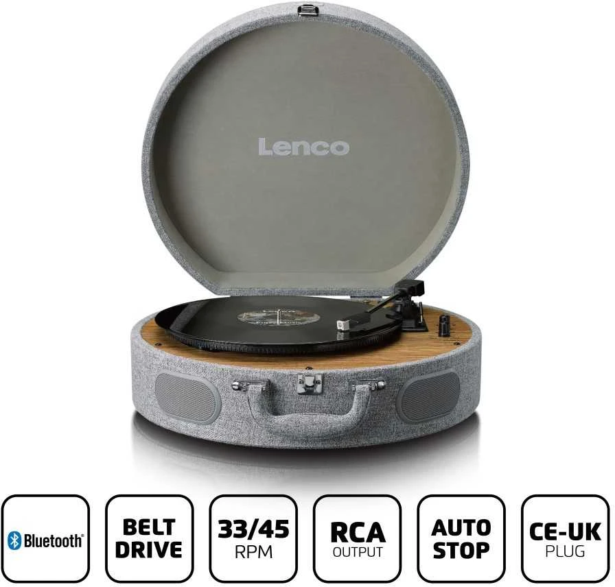 Lenco LS-66GY patefonas su garsiakalbiais ir AT-3600 galvute