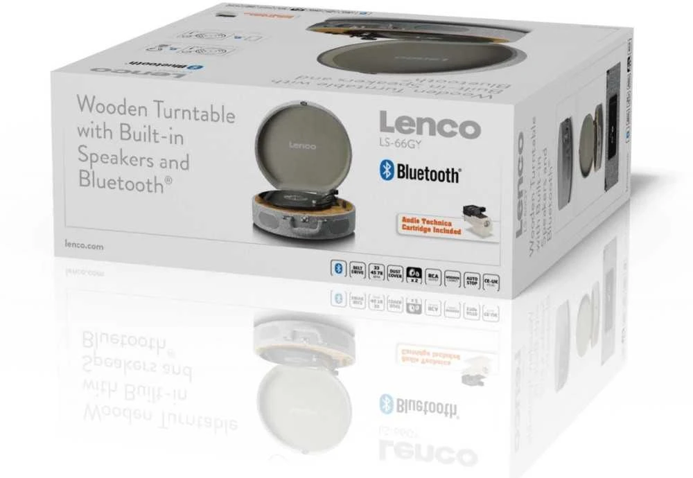 Lenco LS-66GY patefonas su garsiakalbiais ir AT-3600 galvute