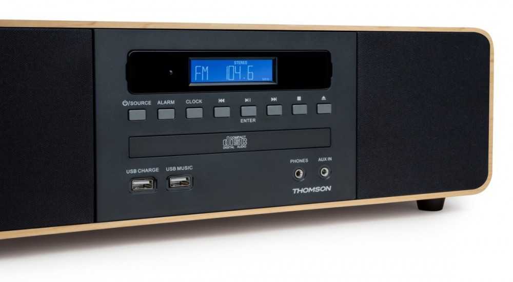 Muzikinis centras Thomson MIC202IBT mikro stereo aparatūra su Bluetooth ir indukciniu telefono įkrovikliu FM radijas su RDS groja CD/MP3