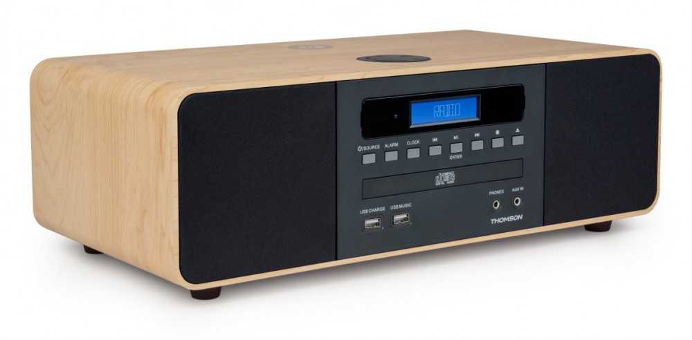 Muzikinis centras Thomson MIC202IBT mikro stereo aparatūra su Bluetooth ir indukciniu telefono įkrovikliu FM radijas su RDS groja CD/MP3