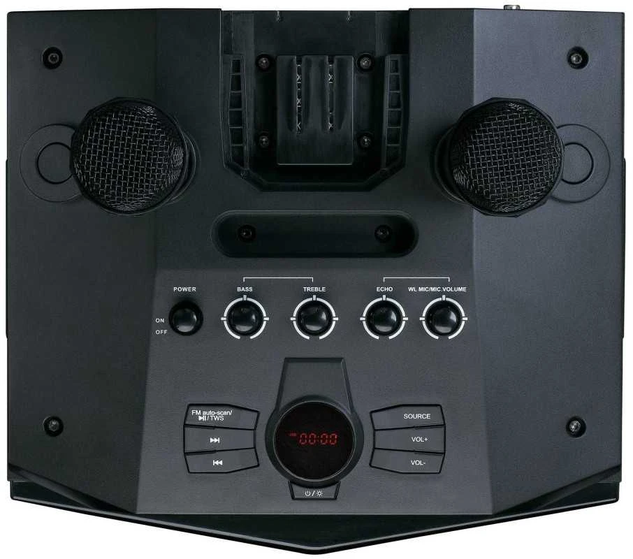 Power Audio Lenco PA-220BK su žemųjų dažnių garsiakalbiu ir nuimamu aukštų dažnių garsiakalbiu, Juodas