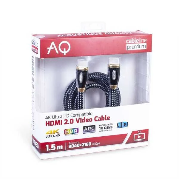 HDMI 2.0 laidas 1,5 m AQ Premium pakuotėje