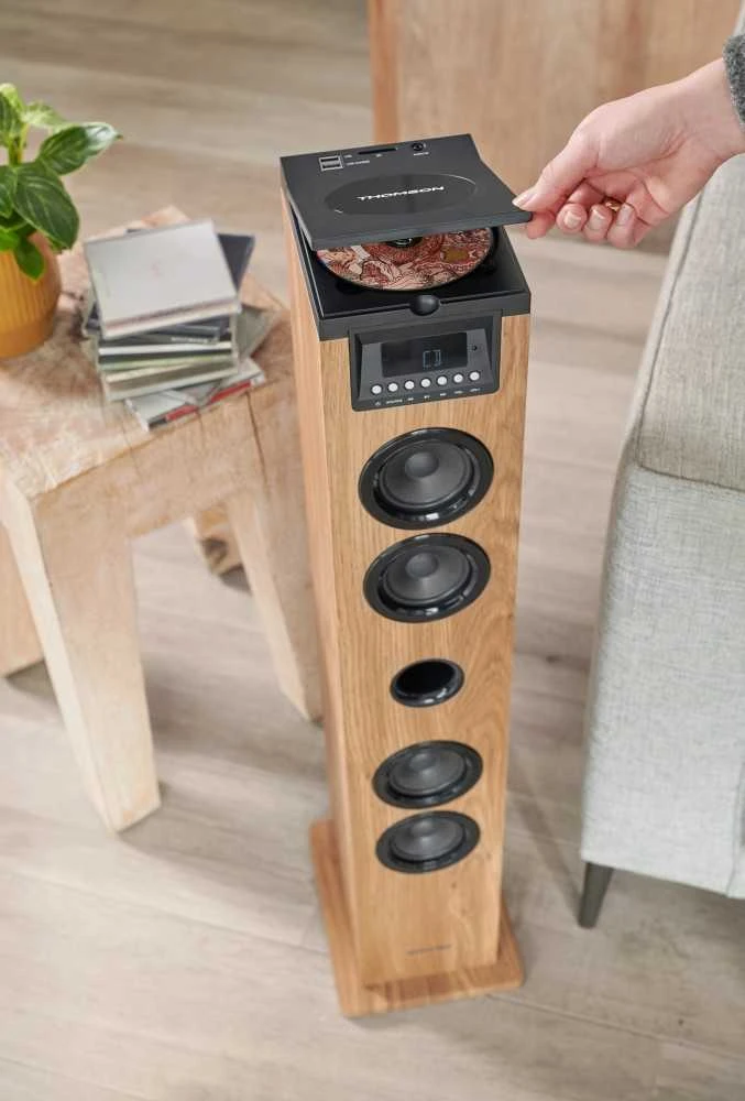 Muzikinis centras Stereo Sistema - Thomson Garso Bokštas 60W CD USB SD Radijas Aux Juodos Spalvos.