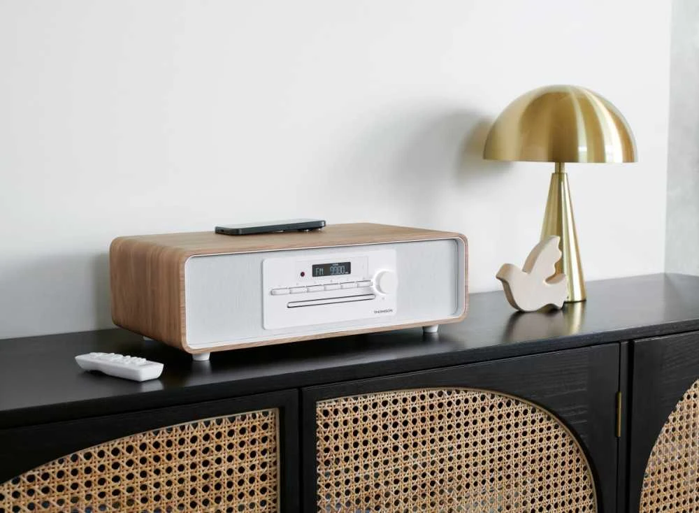 Muzikinis centras Garso Sistema - Thomson Micro Sound System BT, FM Radijas, CD Grotuvas, USB Skaitytuvas Baltas