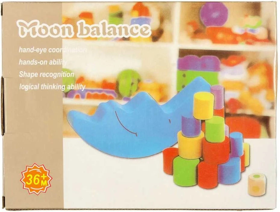 Dėlionė Roger Balansuojantis mėnulio medinis montessori vikrumo žaidimas