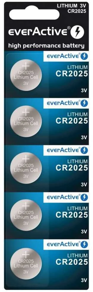 EverActive CR2025 ličio baterijos, 5 vienetų pakuotė