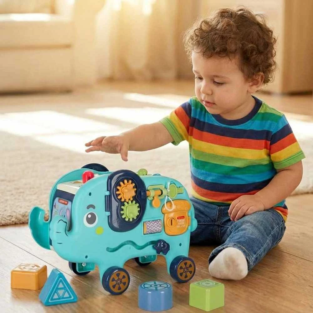 Roger Interaktyvus montessori dramblių rūšiuotuvas 26cm plaktukas