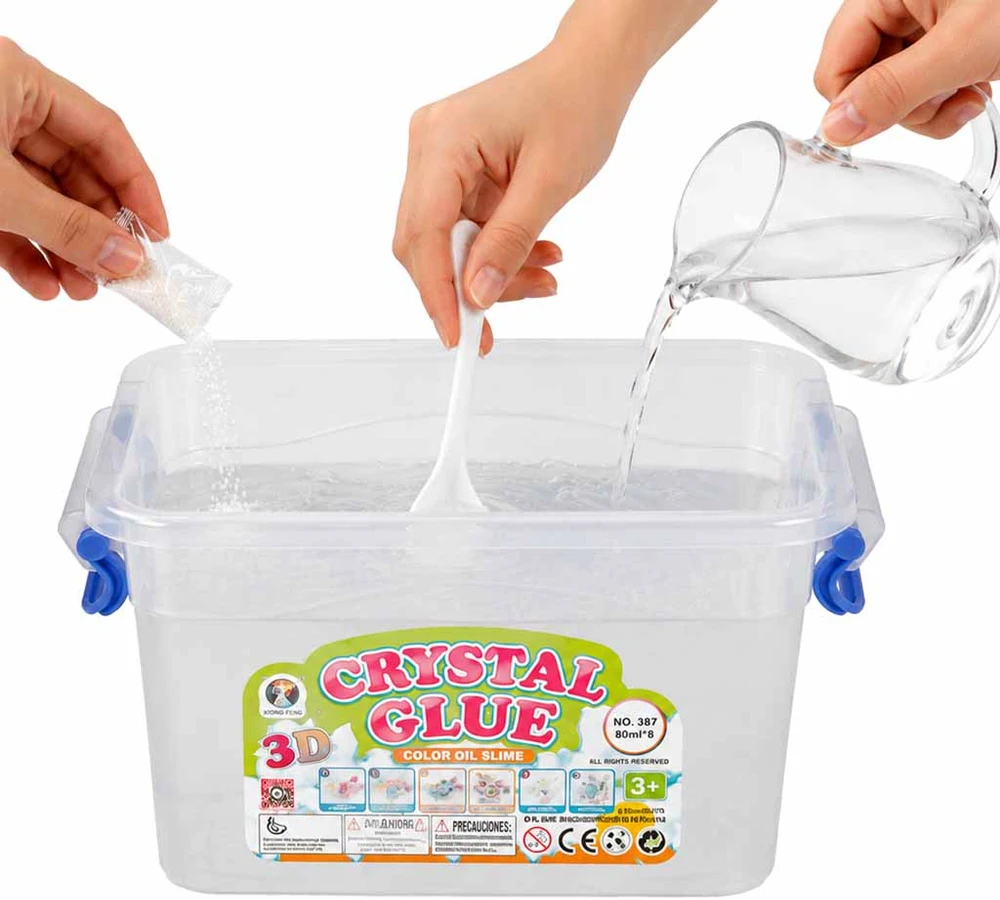 Ikonka Klej crystal glue slime 3D komplektas 26el.