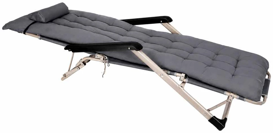 Sulankstomas sodo gultas su porankiais, 160/170 cm, pilkas