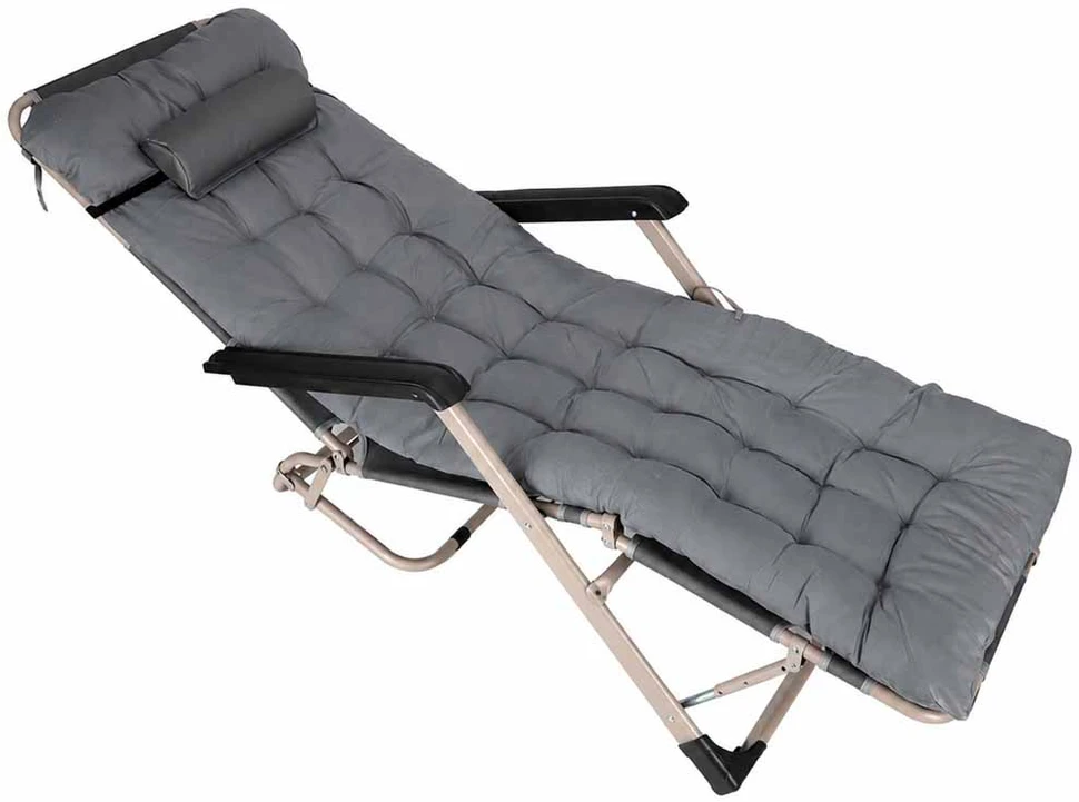 Sulankstomas sodo gultas su porankiais, 160/170 cm, pilkas