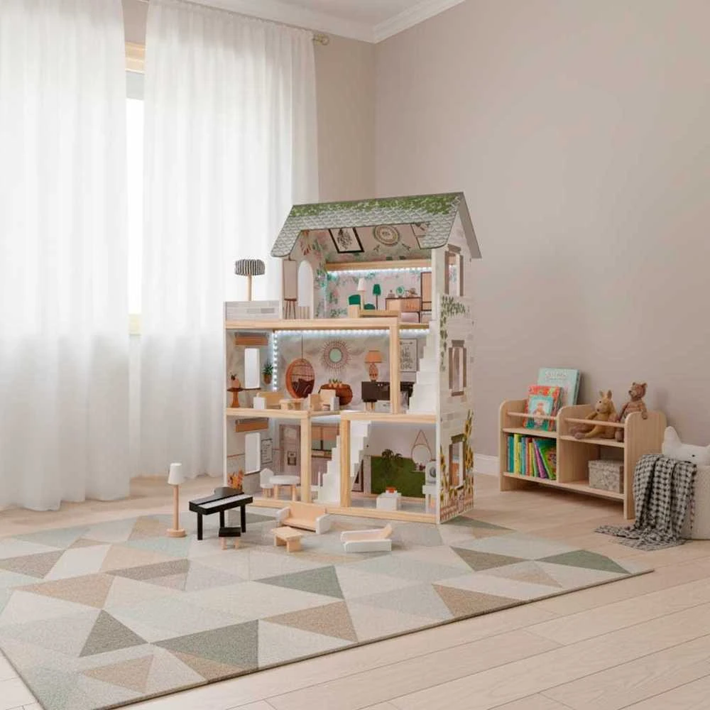 KIK LULILO medinis lėlių namelis FLORO boho LED