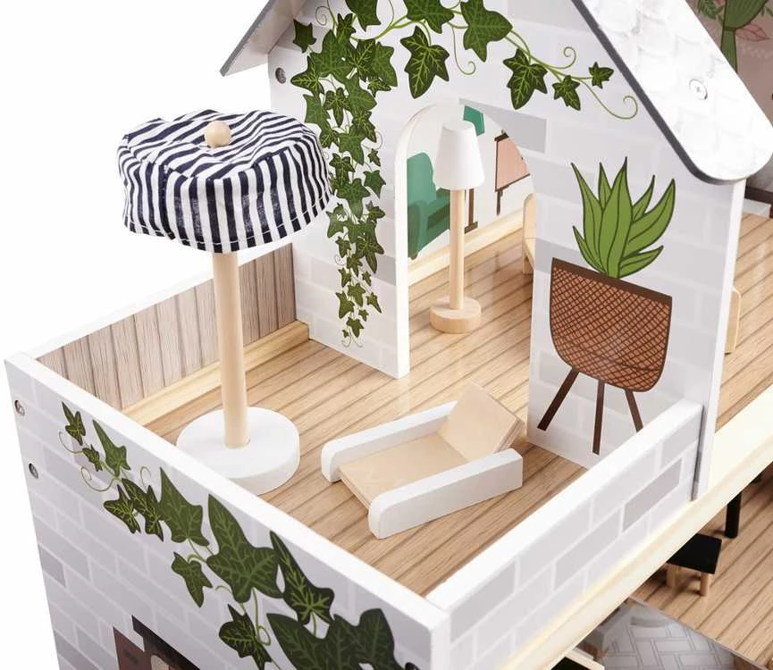 KIK LULILO medinis lėlių namelis FLORO boho LED