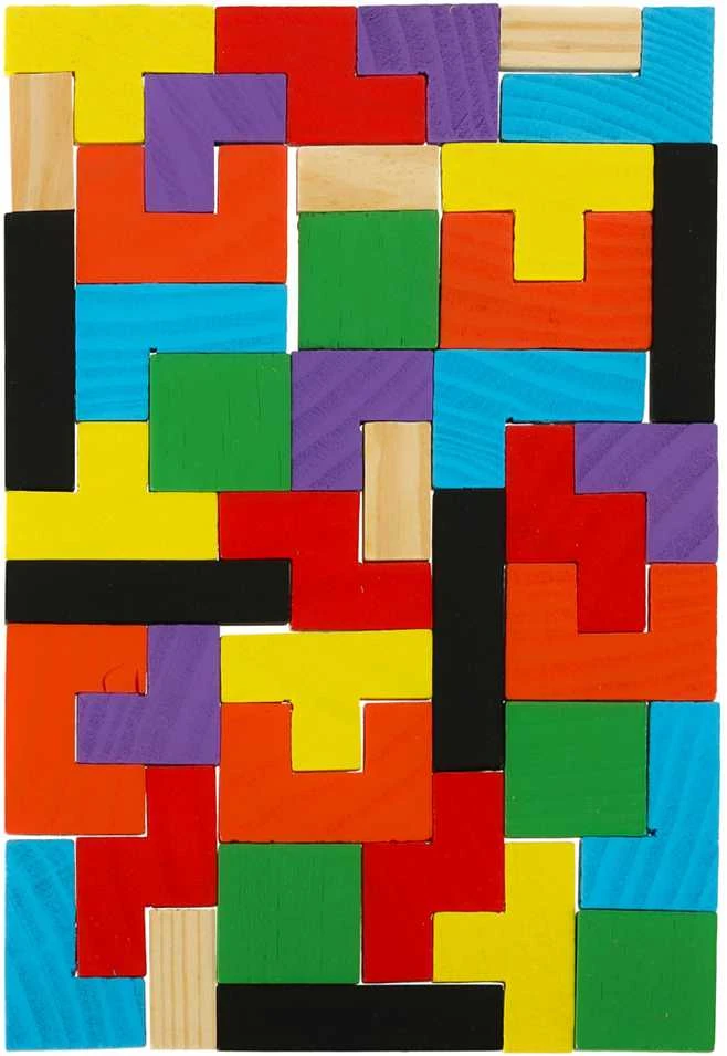 Medinės dėlionės tetris blokai 40el.