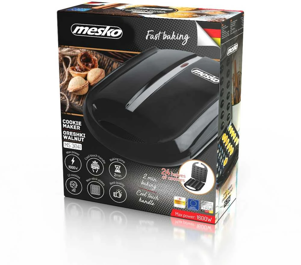Sumuštinių keptuvas Mesko | Riešutų gaminimo aparatas | MS 3041 | Riešutų gaminimo aparatas | 1600 W | Kepinių skaičius: 24 | Riešutai