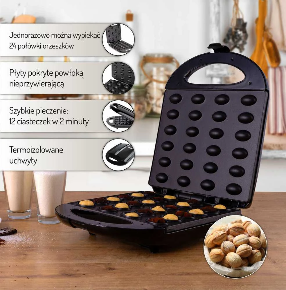 Sumuštinių keptuvas Mesko | Riešutų gaminimo aparatas | MS 3041 | Riešutų gaminimo aparatas | 1600 W | Kepinių skaičius: 24 | Riešutai