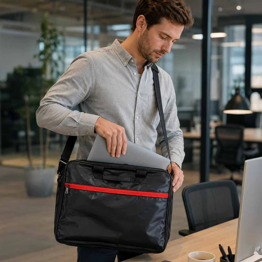 Krepšys na laptopa 15,6 cali etui pokrowiec su paskiem teczka damska vyriška juoda