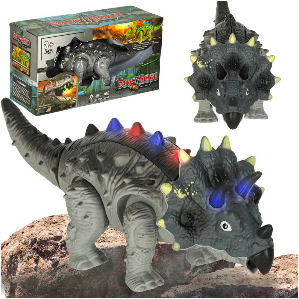 KIK Nuotoliniu būdu valdomas dinozauras RC Triceratops vaikšto šviečia riaumoja