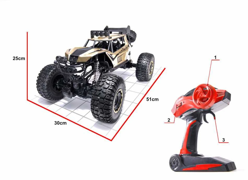 Ikonka RC automobilis Rock Crawler 2.4GHz 1:8 51cm aukso spalvos