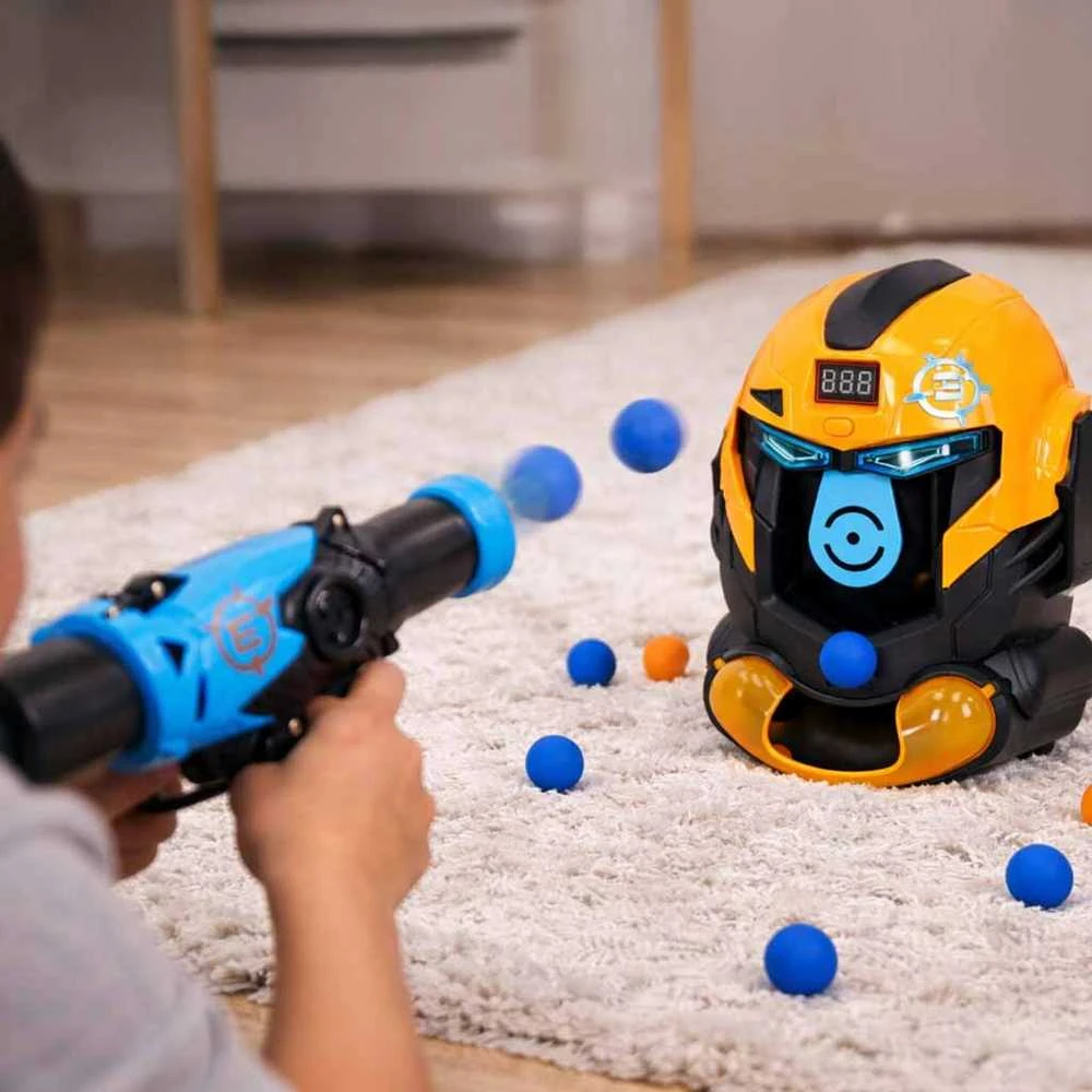 Tikslinio šaudymo roboto galvos arcade žaidimo rinkinys pistoletas + kamuoliukai