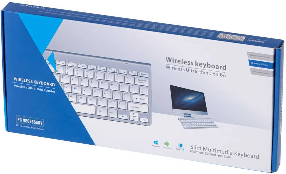 Belaidė klaviatūra kompiuteriui ir smart TV, sidabrinė