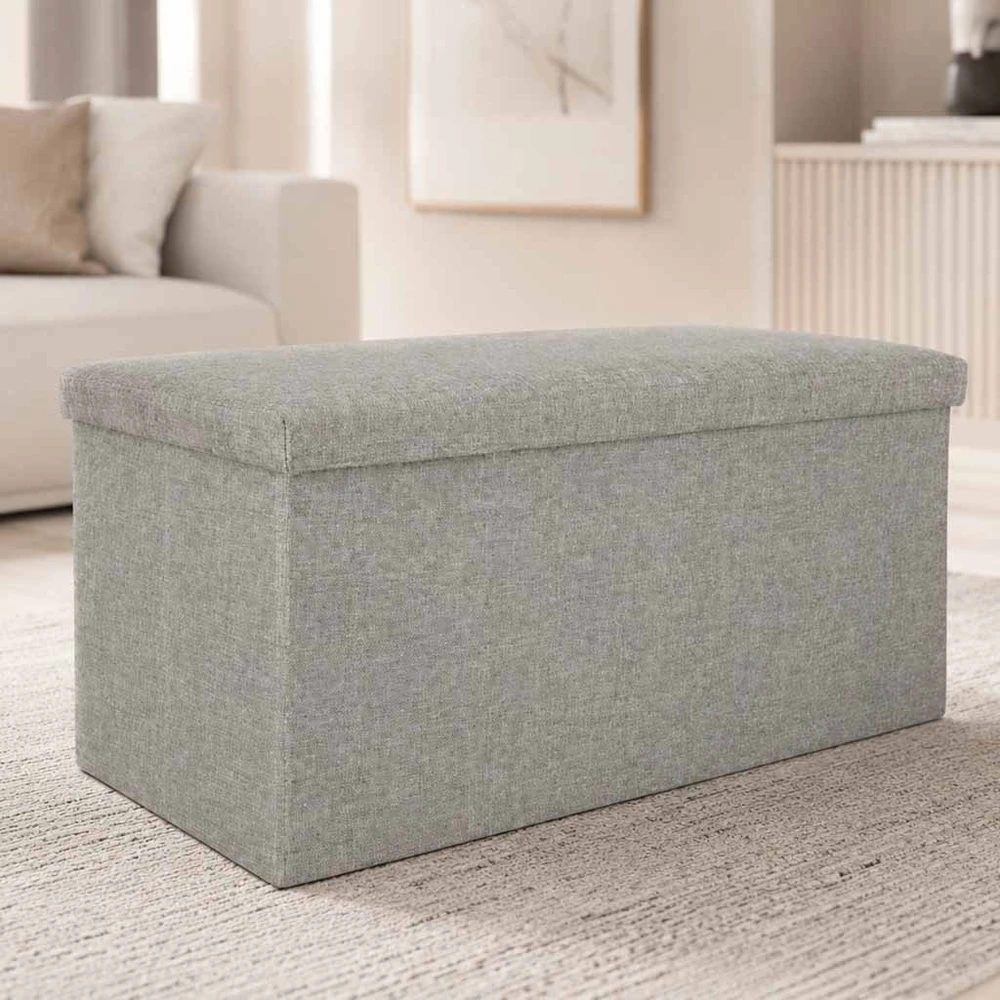 KIK Sulankstomas pufas su dėže pilkas didelis 76x38x38cm