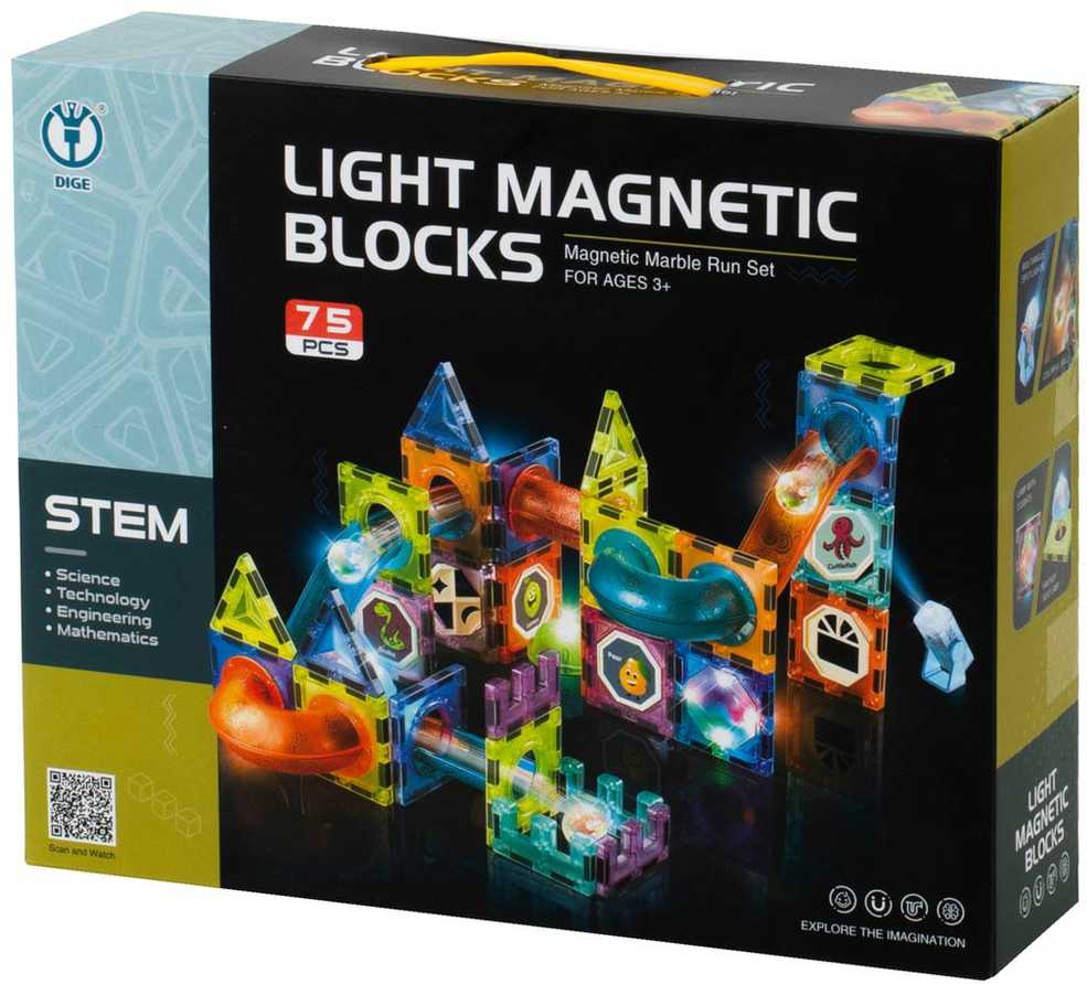Ikonka KIK magnetiniai blokeliai - kamuoliukų takas LIGHT, 75 elementai