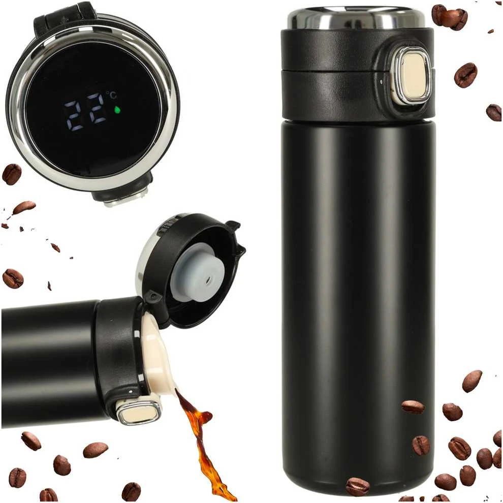 Termo puodelis - termosas 420ML su LED temperatūros indikatoriumi, juodas