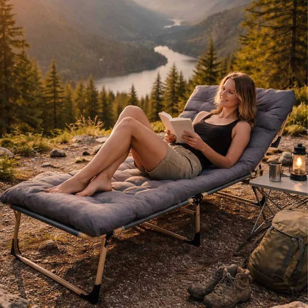 Generic Turistinė sulankstoma lauko lova 198 cm tamsiai pilka