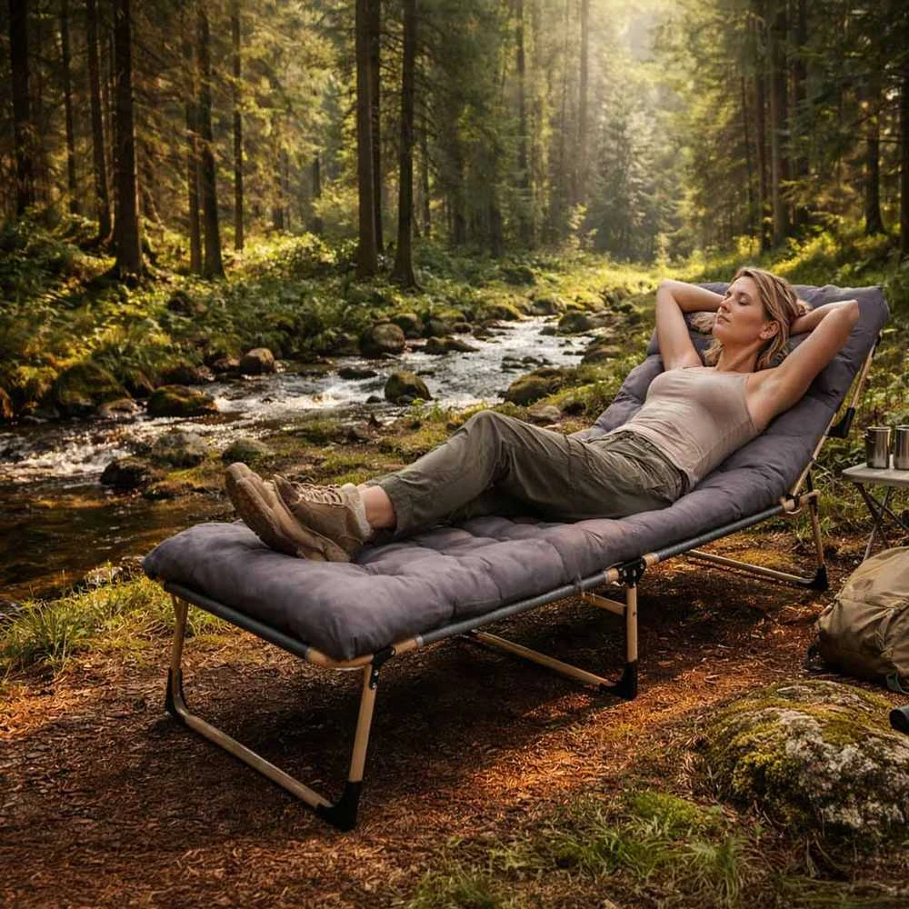 Generic Turistinė sulankstoma lauko lova 198 cm tamsiai pilka