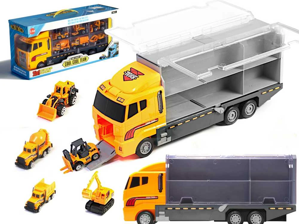 KIK Transporterio sunkvežimis TIR paleidimo įrenginys + metaliniai automobiliai statybinės mašinos