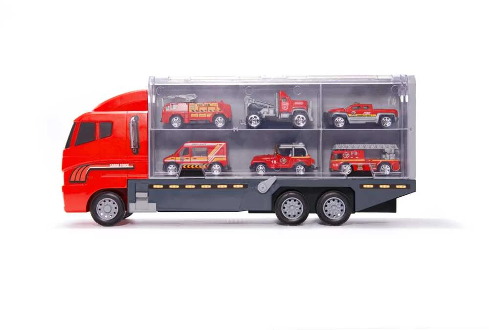 DWM Transporterio sunkvežimis TIR paleidimo įrenginys + metaliniai automobiliai ugniagesių komanda