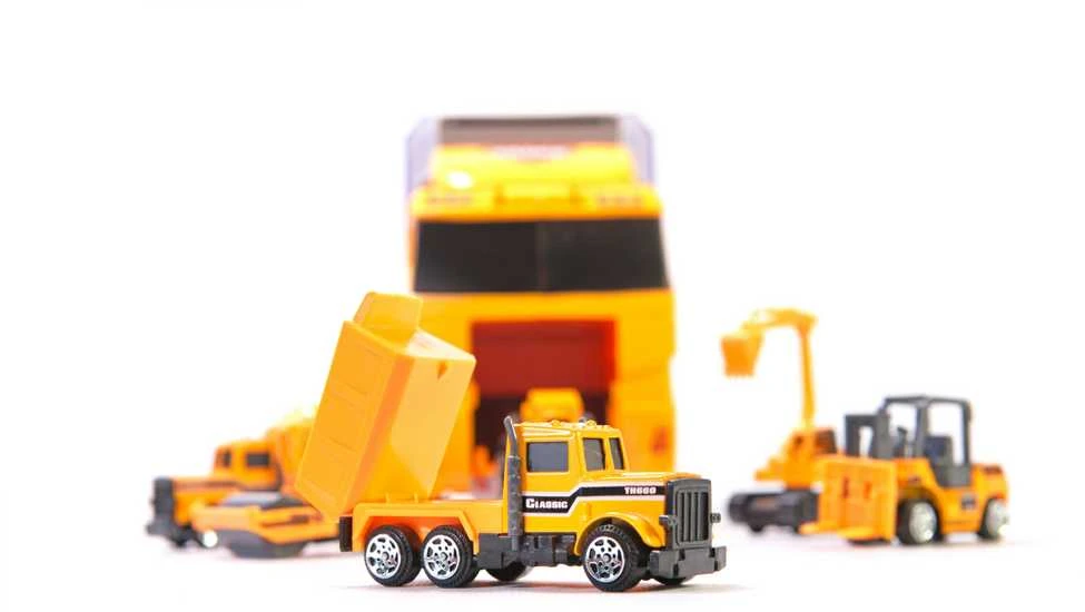 KIK Transporterio sunkvežimis TIR paleidimo įrenginys + metaliniai automobiliai statybinės mašinos