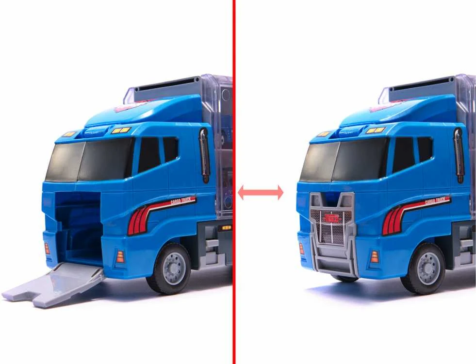 Ikonka Transporterio sunkvežimis TIR paleidimo įrenginys + metaliniai policijos automobiliai