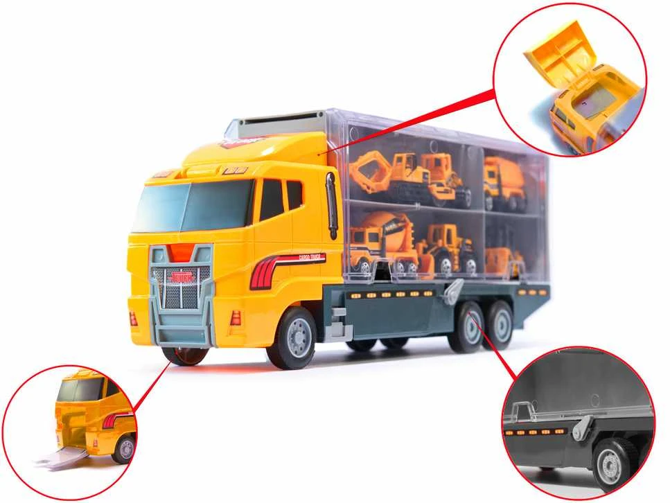 KIK Transporterio sunkvežimis TIR paleidimo įrenginys + metaliniai automobiliai statybinės mašinos