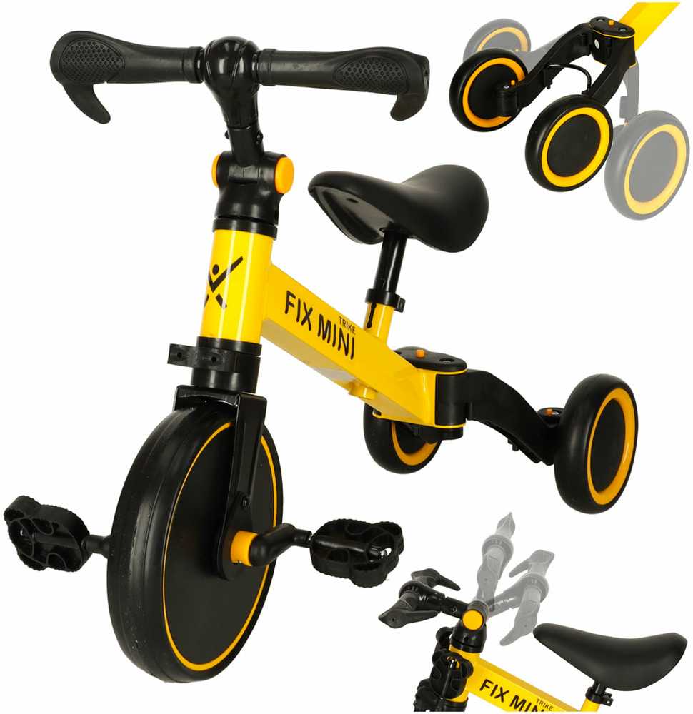 Trike Fix Mini krosinis triratukas 3in1 su pedalais geltonas